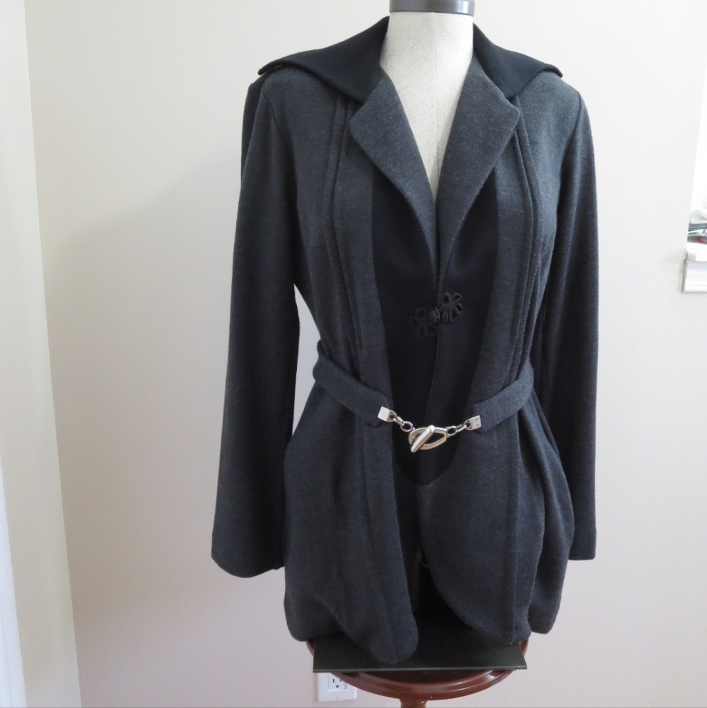 Berness 100% Wool Belted Coat Jacket Size 12/14 Gray